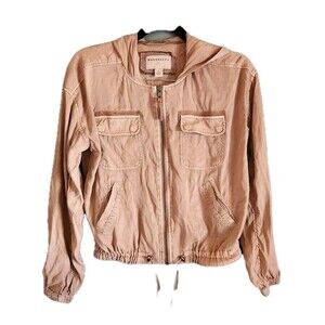 Marrakech Billie Utility Bomber Jacket XS Blush Pink Hooded Lightweight Jacket